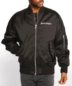 Palm Angels Logo Black Bomber Jacket