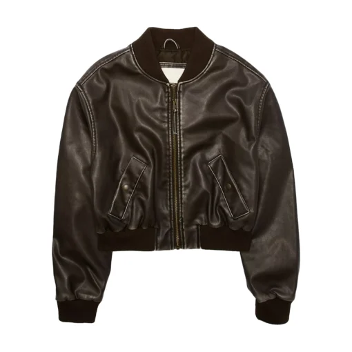 Sam Brown Cropped Bomber Leather Jacket