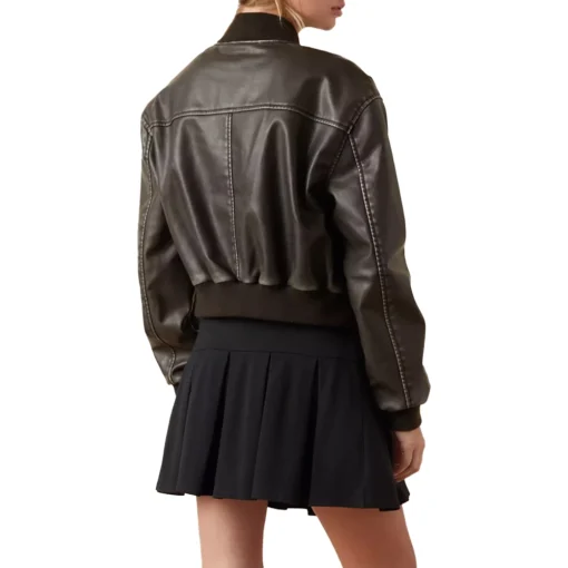 Sam Brown Cropped Bomber Leather Jacket