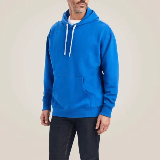 Mens True Blue Plain Hoodie