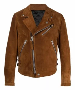 Mens Brown Suede Moto Leather Jacket