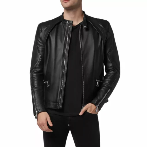 Mens Black Moto Leather Beautiful Jacket
