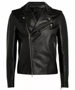 James Moto Leather Jacket With Notch collar