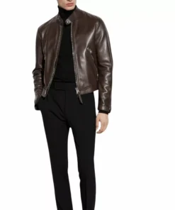 Harold Classic Dark Brown Leather Racer Jacket
