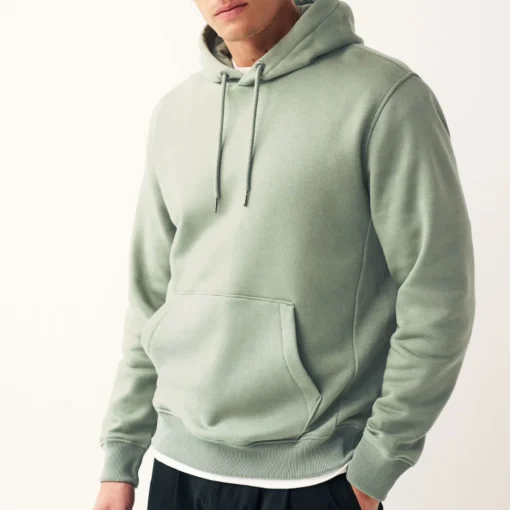Mens Overhead Sage Green Cotton Hoodie