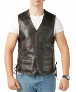 Men’s Classic Dark Brown Genuine Leather Vest