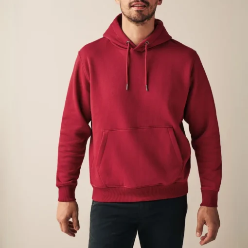 Mens Pullover Cotton Red Hoodie