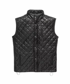 Mens Black Quilted Leather Vest