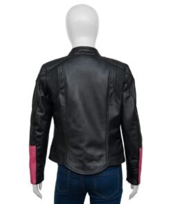 Womens Black and Pink Biker Jacket