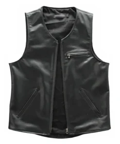 Mens Black Genuine Cowboy Leather Vest