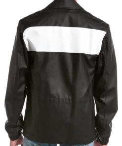 Mens Shirt Collar Black Polyester Jacket