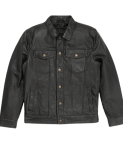 Tom Black Genuine Leather Trucker Jacket
