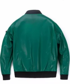Teal Green Leather Bomber Jacket Mens