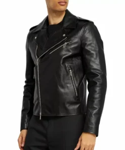 James Moto Leather Jacket With Notch collar