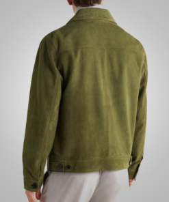 Men’s Green Real Suede Leather Trucker Jacket
