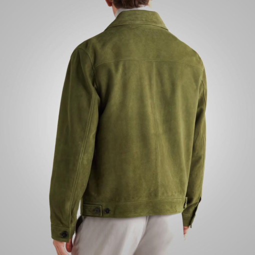 Men’s Green Real Suede Leather Trucker Jacket
