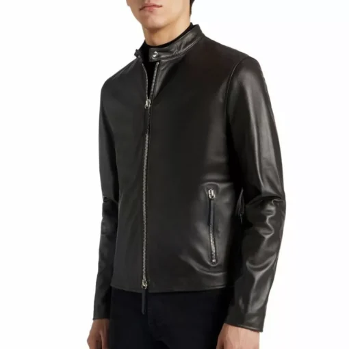 Mens Plain Brown Leather Jacket