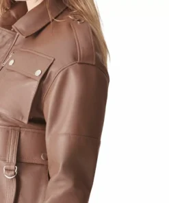 Brown Leather Bomber Jacket Womens