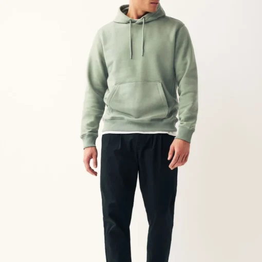 Mens Overhead Sage Green Cotton Hoodie