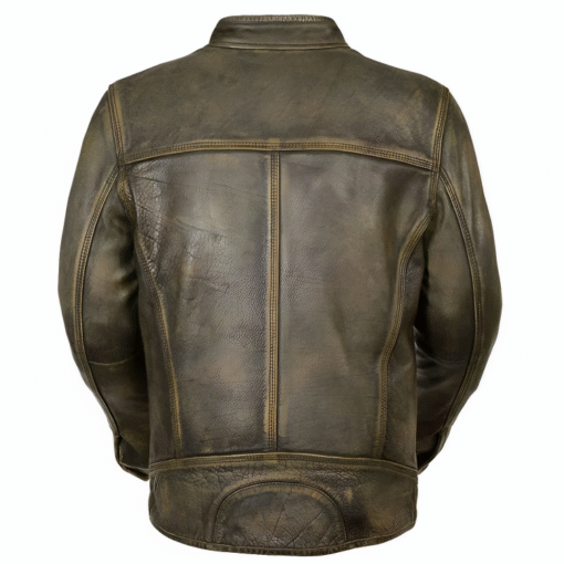 Mens Brown Cafe Racer Genuine Distressed Leather Jacket
