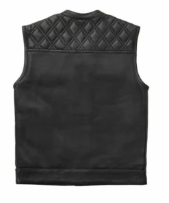 Mens Leather Motorcycle Vest Black
