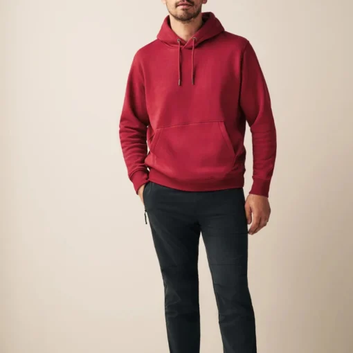 Mens Pullover Cotton Red Hoodie
