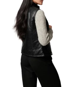 Black Casual Leather Vest Womens