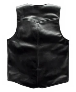Mens Black Genuine Cowboy Leather Vest