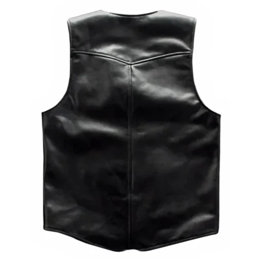 Mens Black Genuine Cowboy Leather Vest