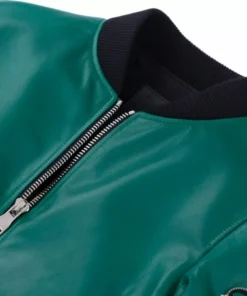 Teal Green Leather Bomber Jacket Mens