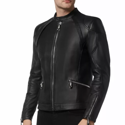Mens Black Moto Leather Beautiful Jacket