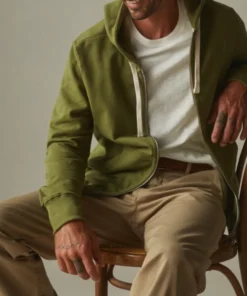 Mens Moss Green Zipper Hoodie