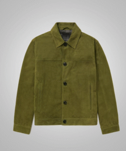 Men’s Green Real Suede Leather Trucker Jacket