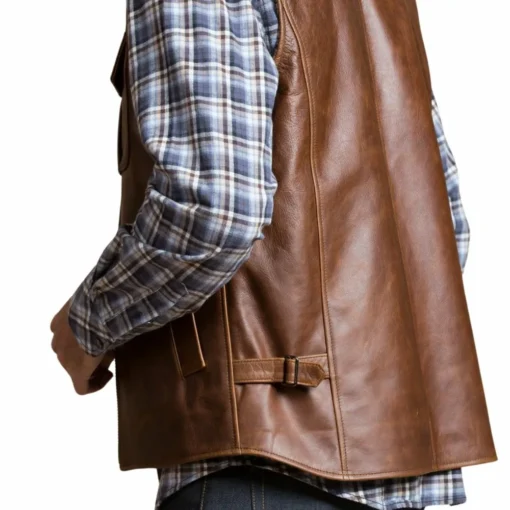 Mens Motorcycle Brown Leather Vest