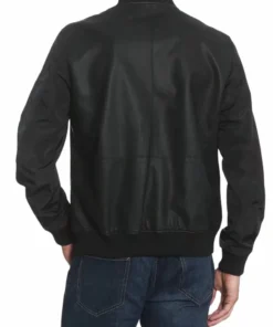 Uptown Genuine Leather Bomber Jacket Black for Men