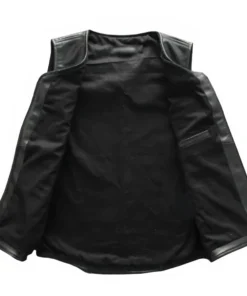 Mens Black Genuine Cowboy Leather Vest