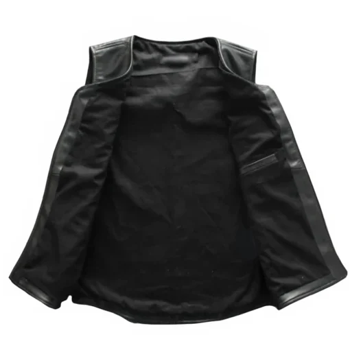 Mens Black Genuine Cowboy Leather Vest