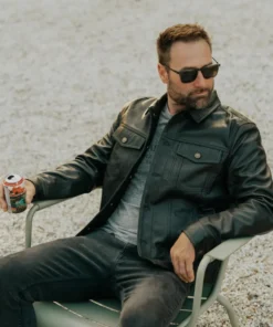 Tom Black Genuine Leather Trucker Jacket