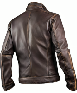 Cafe Racer Motorcycle Retro Biker Waxed Brown Leather Jacket