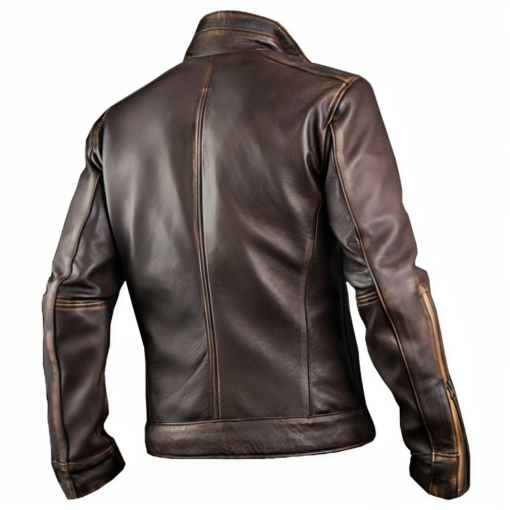 Cafe Racer Motorcycle Retro Biker Waxed Brown Leather Jacket