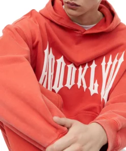 Mens Orange Pullover Oversized Hoodie