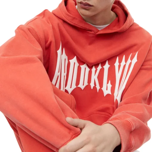 Mens Orange Pullover Oversized Hoodie