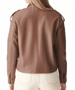 Brown Leather Bomber Jacket Womens