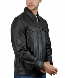Brian Classic Collar Jacket Black Leather Men’s