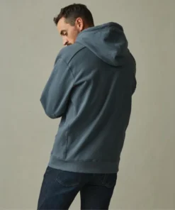 Mens Indigo Full Zip Up Hoodie