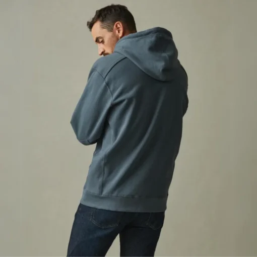 Mens Indigo Full Zip Up Hoodie