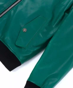 Teal Green Leather Bomber Jacket Mens