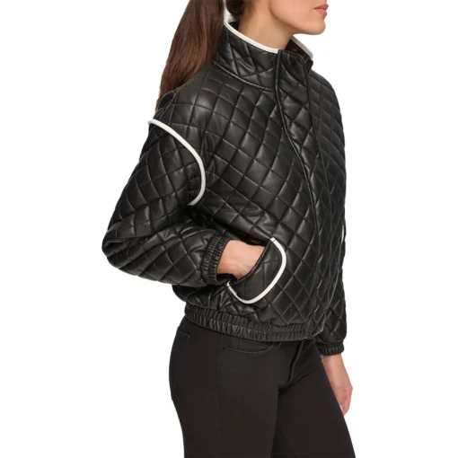 Alia Quilted Bomber Leather Jacket