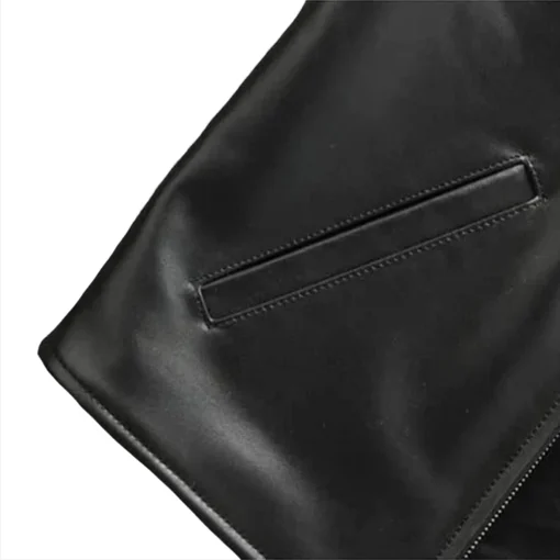 Mens Black Genuine Cowboy Leather Vest