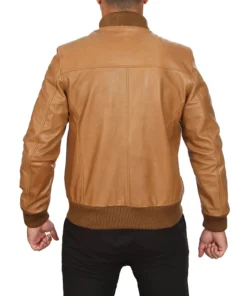 Tan Leather Jacket for Men – Rib-Knitted